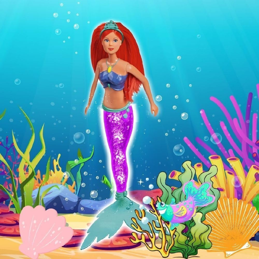 Simba 105733656 - Steffi Love sprankelende zeemeerminpop (39 cm) - Gloeiende zeemeermin van kleur veranderende lichtgevende regenboog, waterdicht speelgoed voor kinderen vanaf 3 jaar