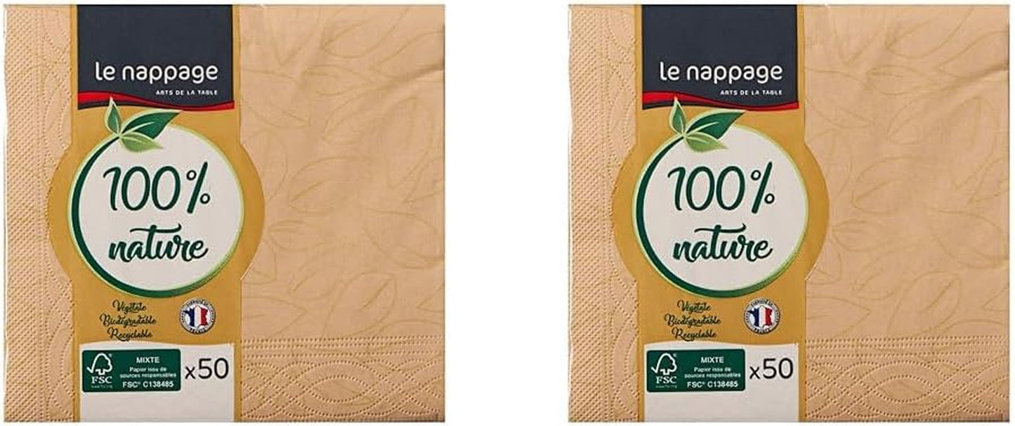 Le Napage 50 katoenen servetten 25 X 25 cm, 3-laags, FSC wit
