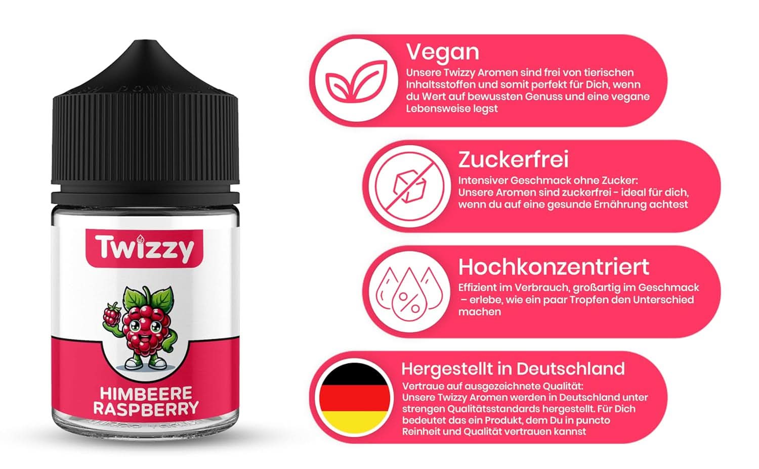 Twizzy, intense frambozensmaak, 60 milliliter Arome Naty Shop