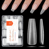 Modelones nageltips 216 stuks - volledige dekking nageltips set, zachte gel tips set, pre-polijsten PMMA hars nageltips, doe-het-zelf lijm op nail art kunstnagels, korte amandelen XS