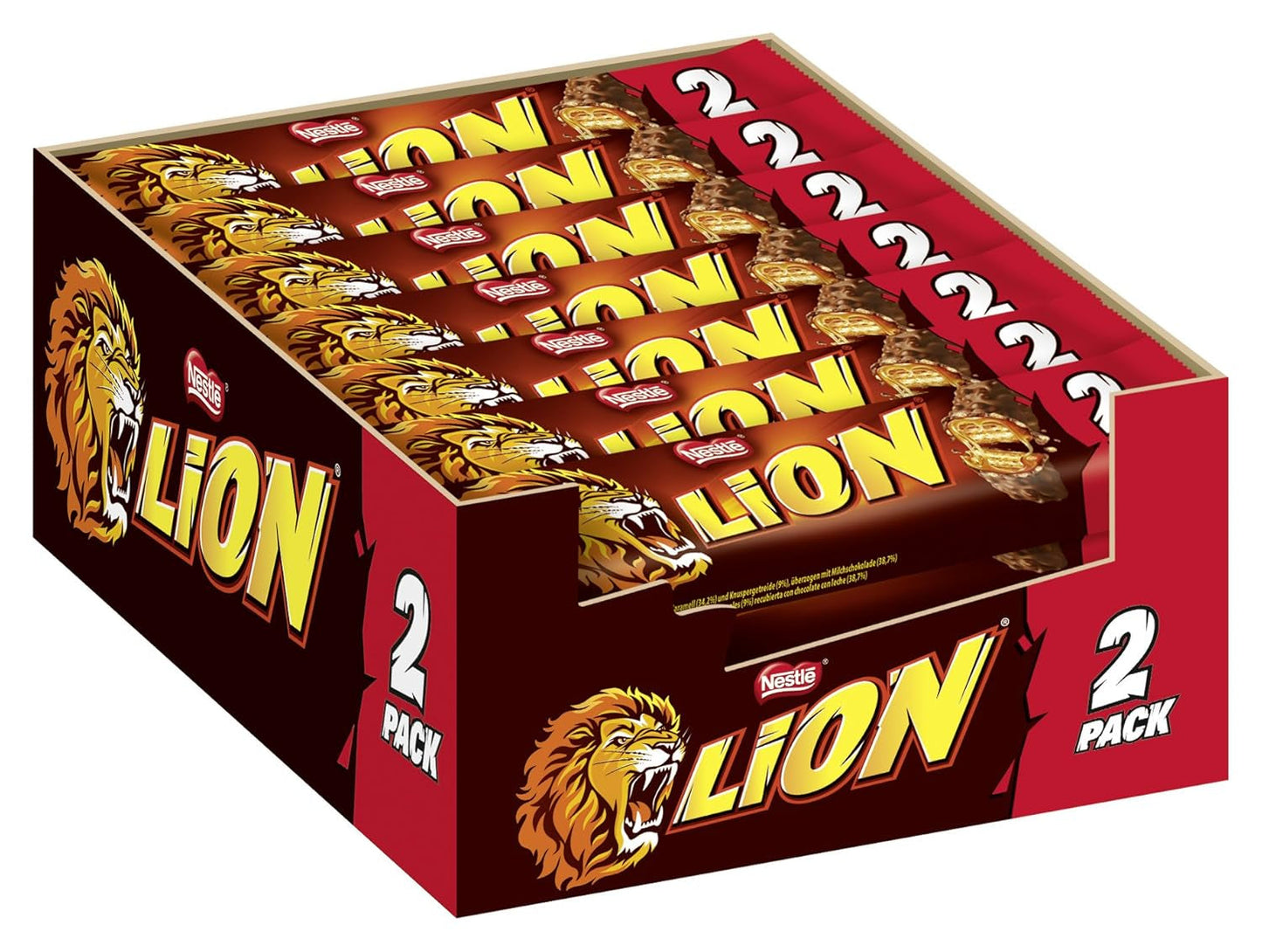 NESTLÉ LION Choco, knapperige chocoladereep met karamelvulling en knapperige wafel, verpakking van 24 (24 x 42 g)