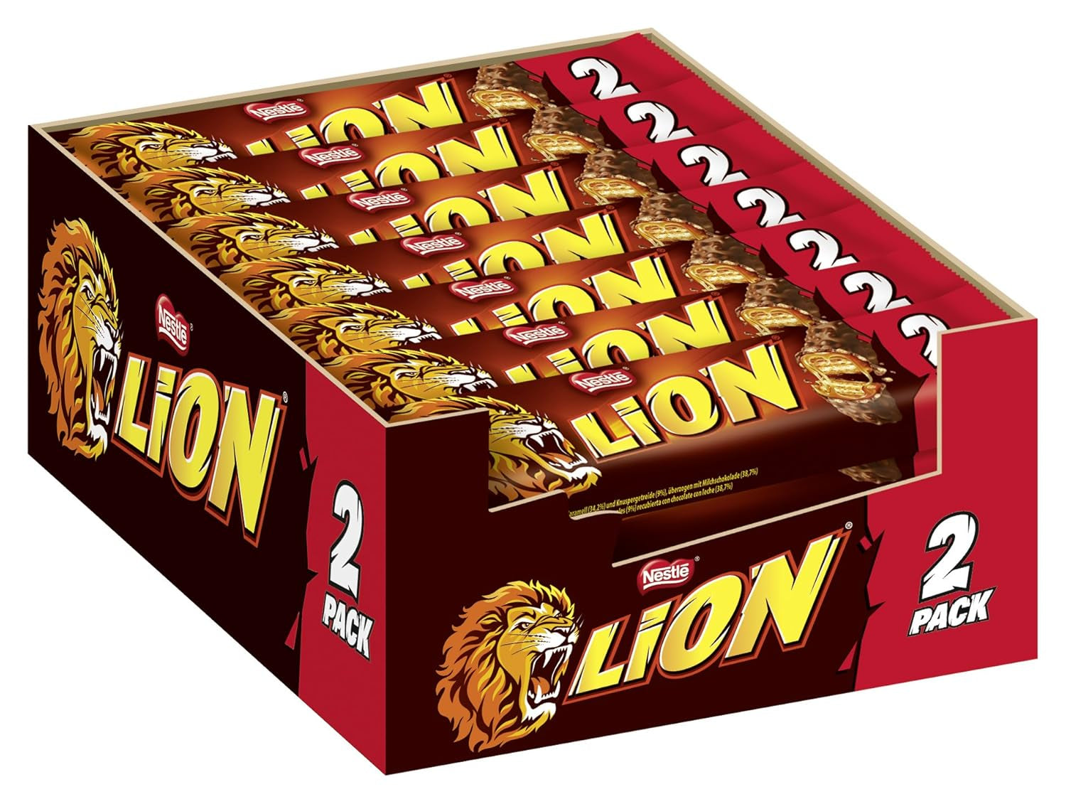 NESTLÉ LION Choco, knapperige chocoladereep met karamelvulling en knapperige wafel, verpakking van 24 (24 x 42 g)