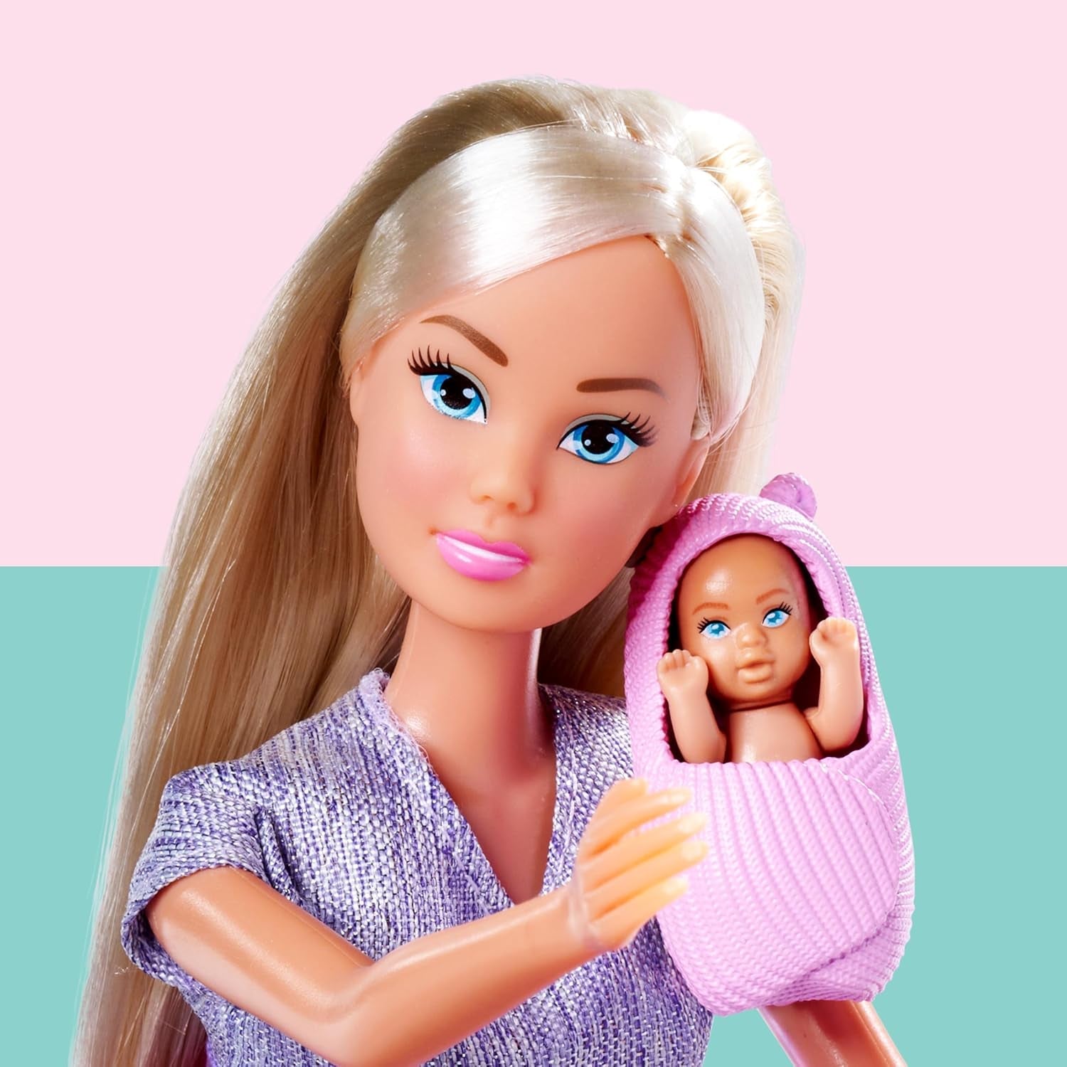 Simba Steffi Love Welcome Baby 29 cm zwangere Steffi 12-pack rollenspelaccessoires modepop met babypop van 4 cm speelgoed voor leeftijden vanaf 3 jaar