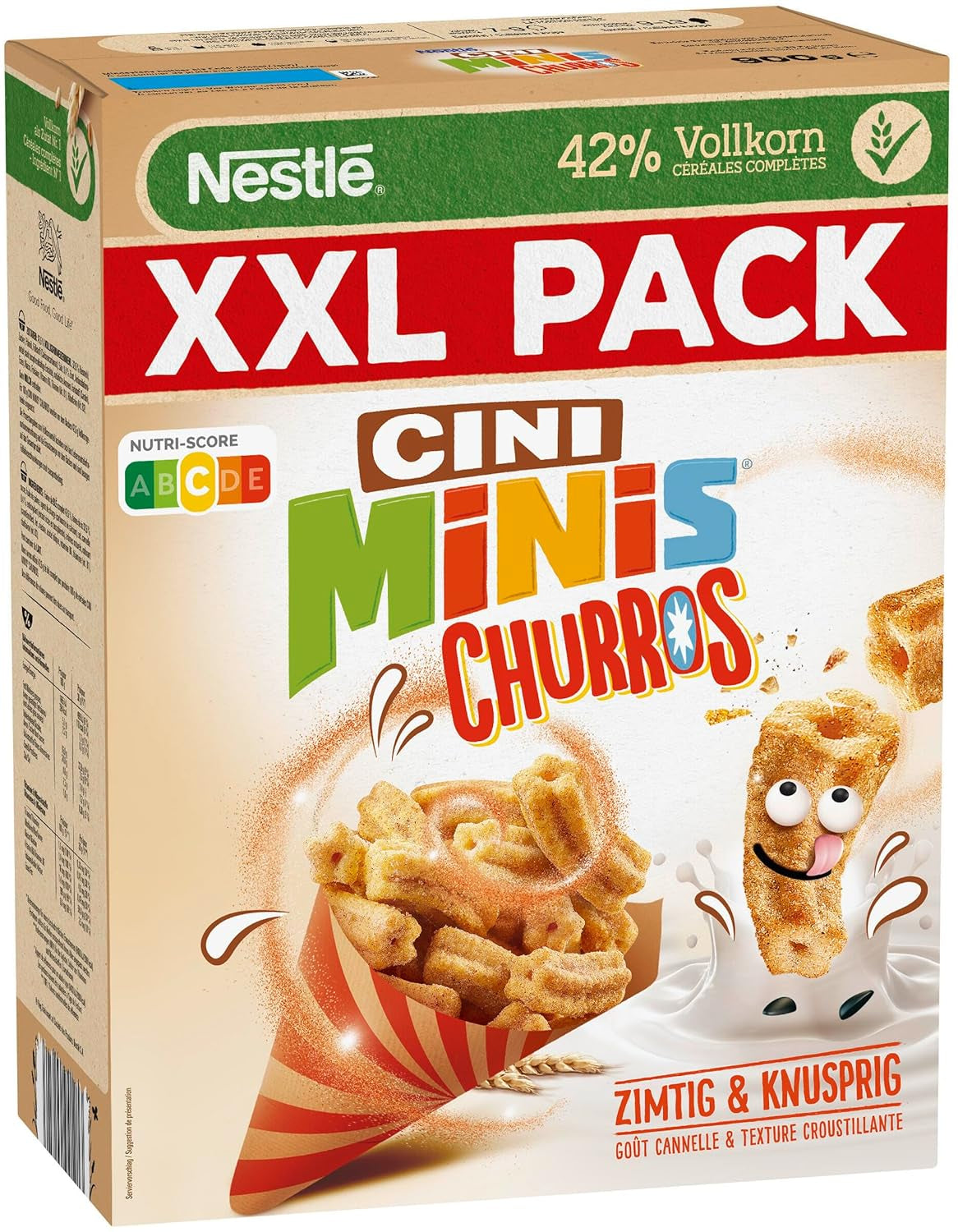Ontbijtgranen Nestlé CINI MINIS Churros met 42% volkoren graangehalte, verpakking van 6 (6 x 900 g)