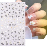 Nagelstickerset voor individuele nageldesign, 4 Blatt Frühlingsthemen Nail Art Zubehör, Perfect voor 3D-gelnagel en UV-gelstrips