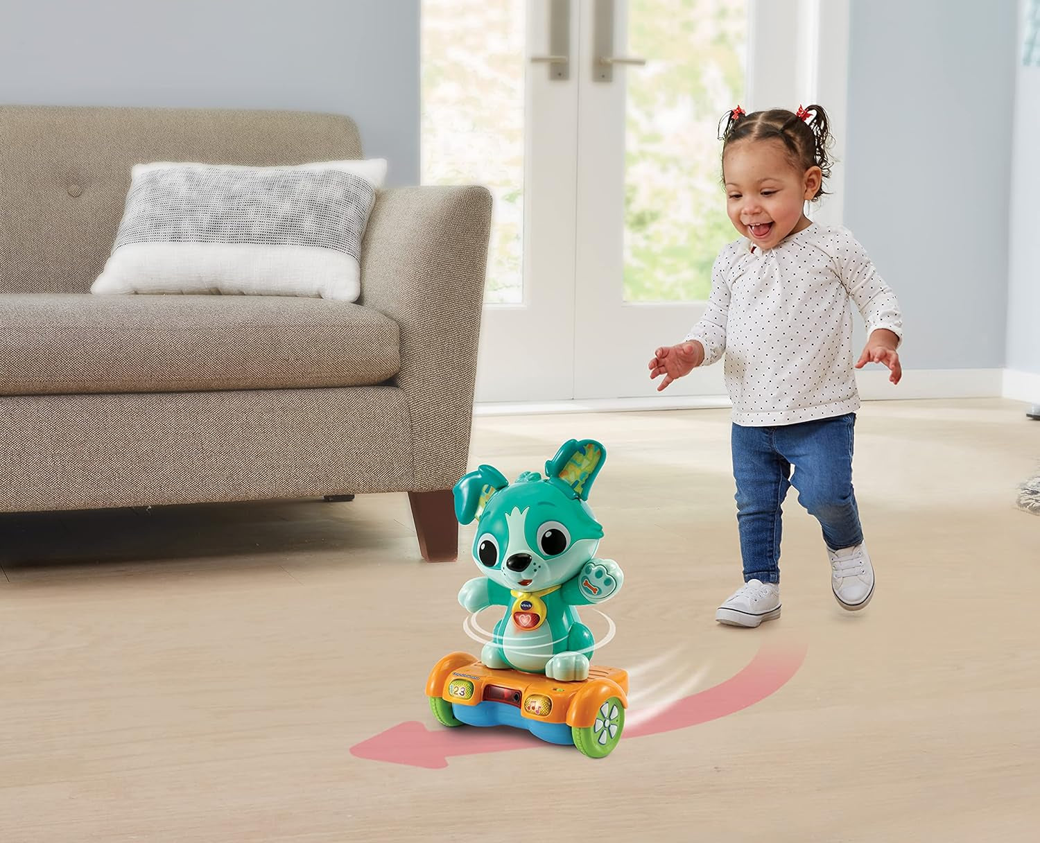 Vtech Baby Catch Me Puppy - Gemotoriseerde hoverboard puppy stimuleert beweging - Met bewegende oren, liedjes, geluiden en leerinhoud - Voor kinderen van 12-36 maanden Bebe Toys Naty Shop