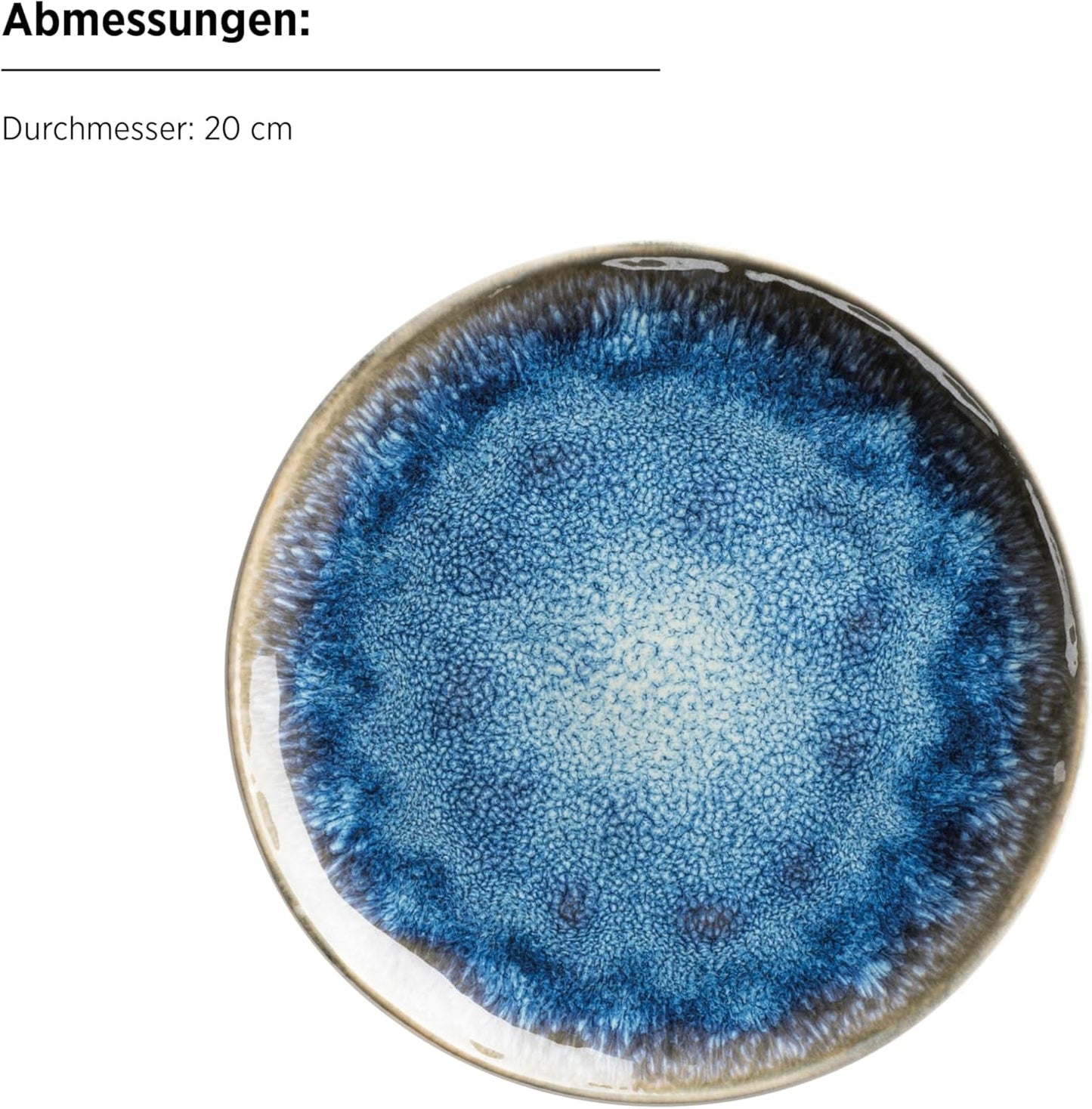 MÄSER 934092 Frozen-serie, keramische serviesset voor 4 personen, 16-delig combinatieservies met organische vormen, blauw gekleurd servies, steengoed, donkerblauw
