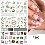 JMEOWIO Nagelsticker Frühling Blumen 10 Blätter Nagelaufkleber Selbstklebend Nail Art Decoratie Nageldesign Zubehör Für Frauen Mädchen