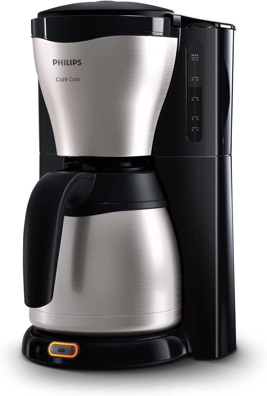 PHILIPS Café Gaia Filter-espressomachine - roestvrijstalen thermoskan, antidruppelsysteem, intens aroma, automatische uitschakeling, 1300 ml, zwart (HD7546/20)