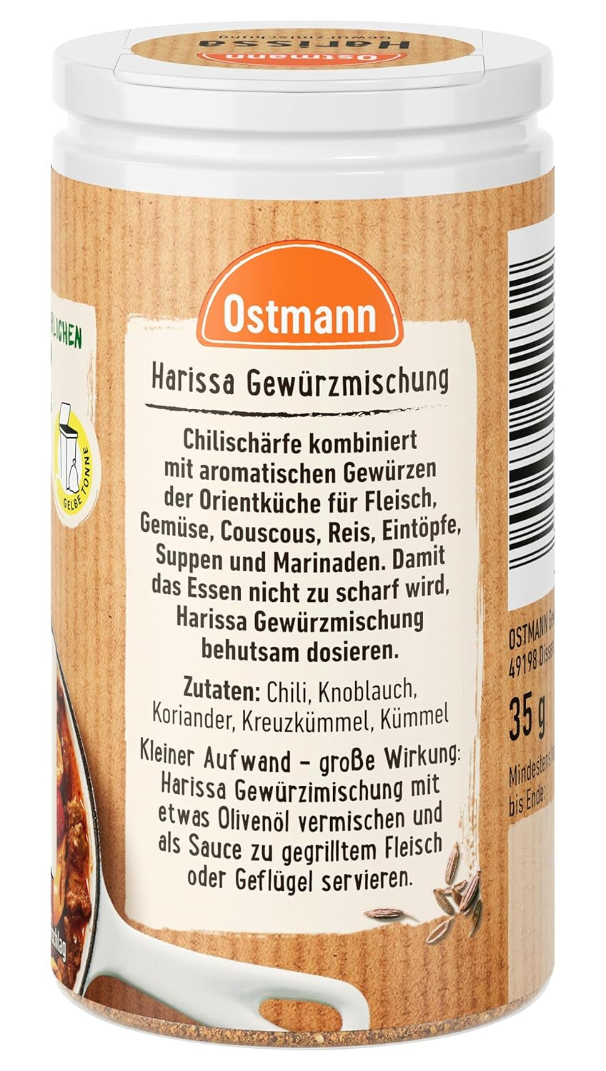 Ostmann Gewürze - Harissa Gewürzmischung | Scharfes Orientalisches Gewürz für Geflügel, Fleisch, Gemüse of Couscous | 35 g in Der Streudose