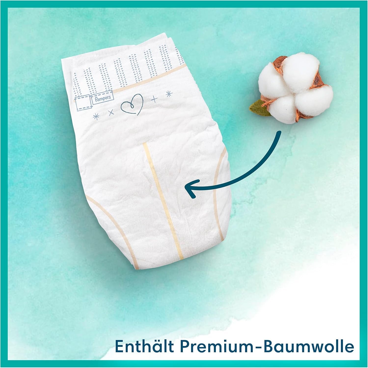Pampers Babyluiers, maat 2 (4-8kg), Harmony, Half Moon Box, zachte huidbescherming en kruideningrediënten, 240 stuks