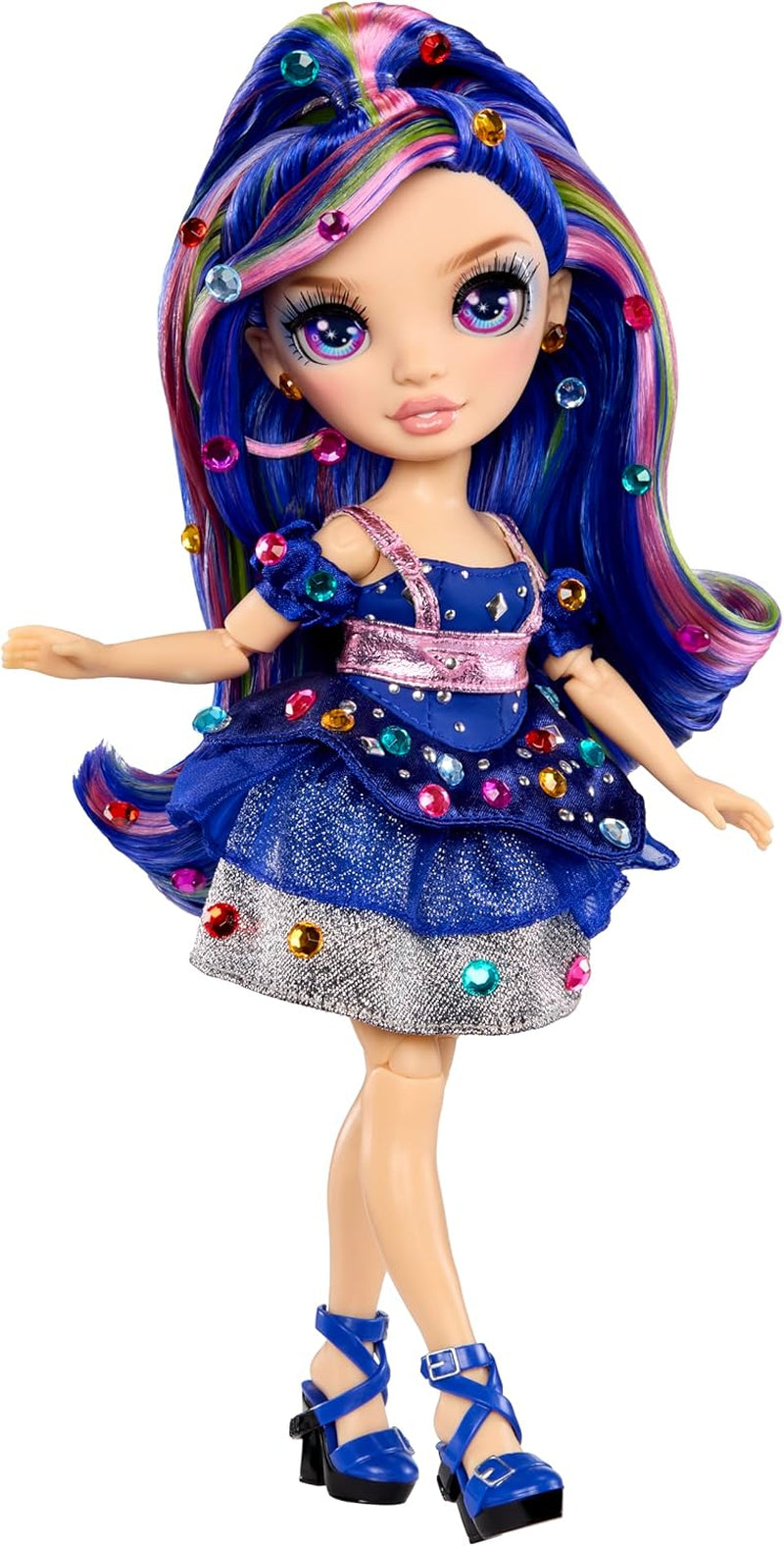 Rainbow High Be Dazzling - Genevieve Bleue - Blauwe modepop van 28 cm met versieringstool, fonkelende edelstenen en stylingaccessoires