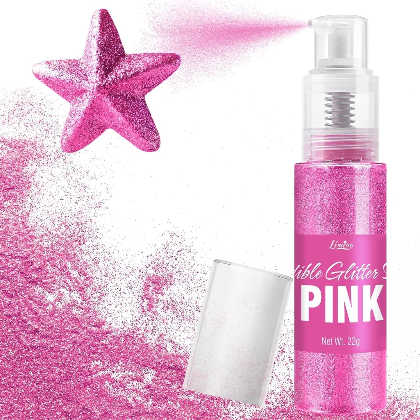 Eetbare glitterspray - 22G Eetbare glitter, eetbaar glitterpoeder voor drankjes, taartdecoraties, macarons - Voedselkleuring glitterpoeder, eetbare glitter voor cocktails, muffins (roze)