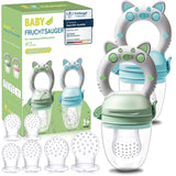 Baby-fruitfopspenen, 2-pack fruitfopspenen voor baby's vanaf 3 maanden Verbeterde versie 2023, vulbare fopspenen, papfopspenen, fruitfopspenen voor baby's, BPA-vrij, 8 siliconen spenen in 3 maten