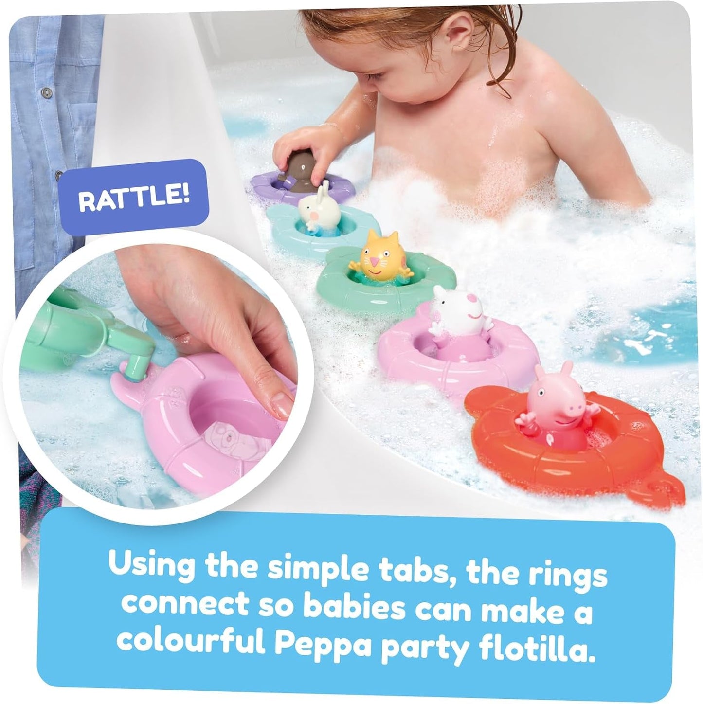Tomy Toomies Peppa's Pool Party - 5 bekers met verbindingsring met 5 speeltjes voor kinderen Peppa Pig & Friends Water Squirter - badspeelgoed +18 maanden - Kinderbadspeelgoed en zwembadspeelgoed Bebe Toys Naty Shop