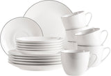 MÄSER Felise serie, elegant koffieservies voor 6 personen, tijdloos, zwarte rand, porselein, wit