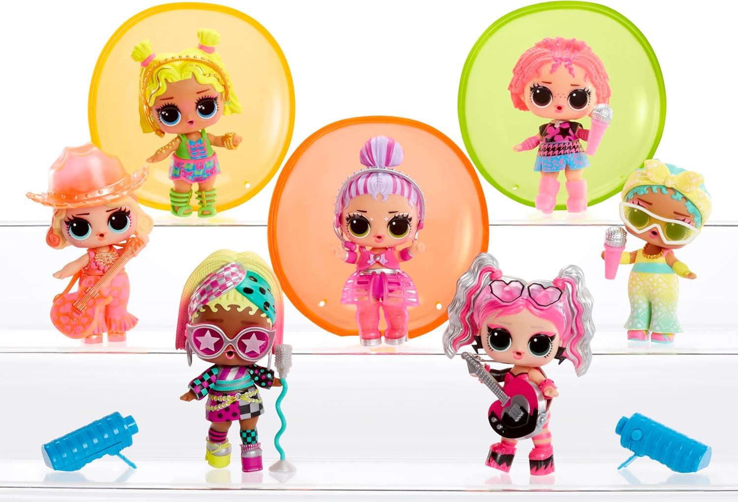 L.O.L. Verrassing! Neon Pop Stars Tots - 1 Black Light Magic Surprise-pop, blinde omslagdoek, 7 verzamelpoppen, elk met neonstickers en accessoires, cadeau voor kinderen 4+ Naty Shop-poppen
