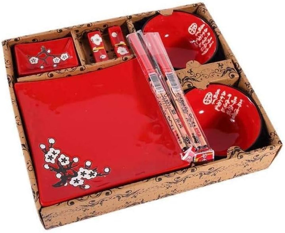 Compleet Japans tafelservies 2381, porselein, rood
