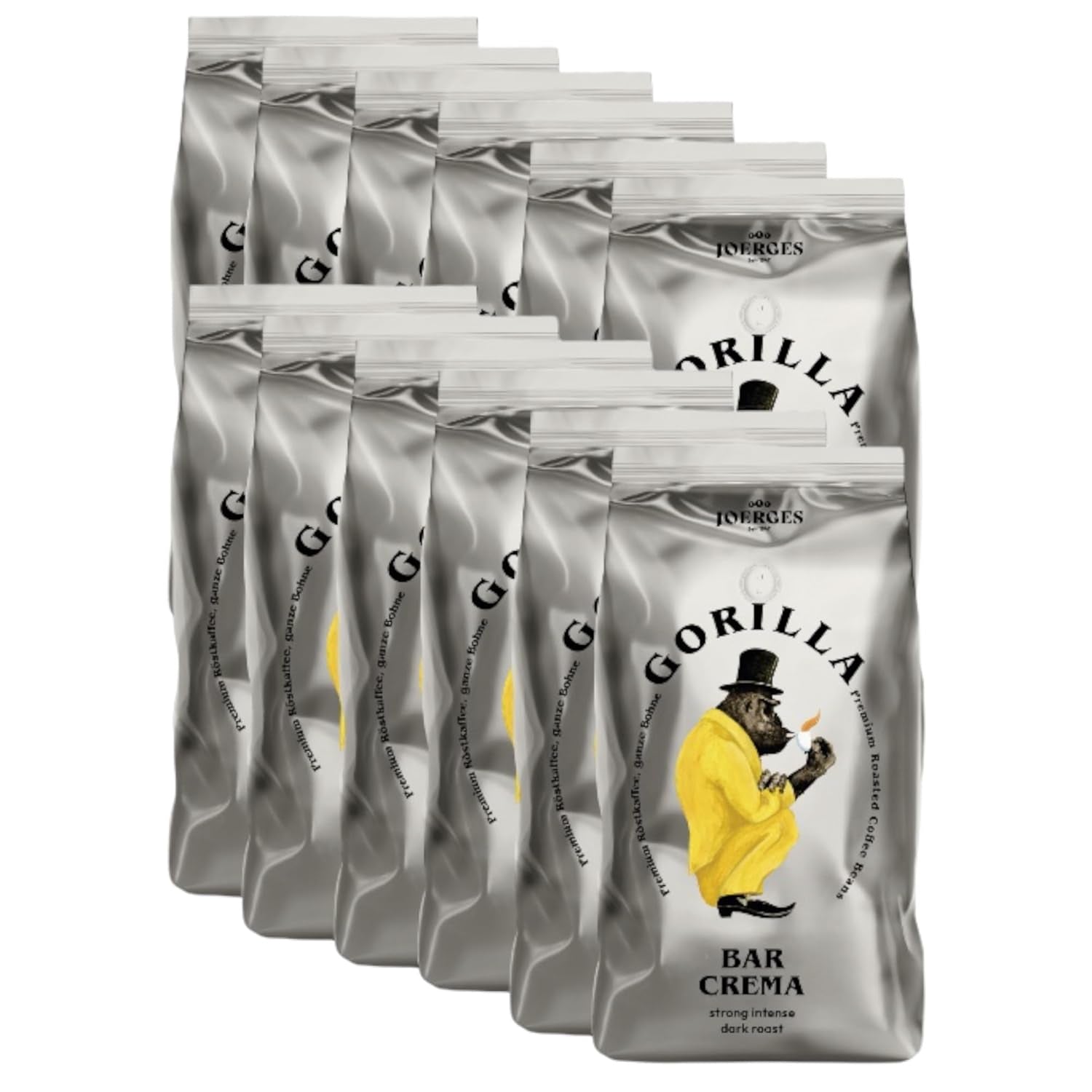 Gorilla Espresso Bar Crema koffiebonen - 12 pakjes van elk 1000 g