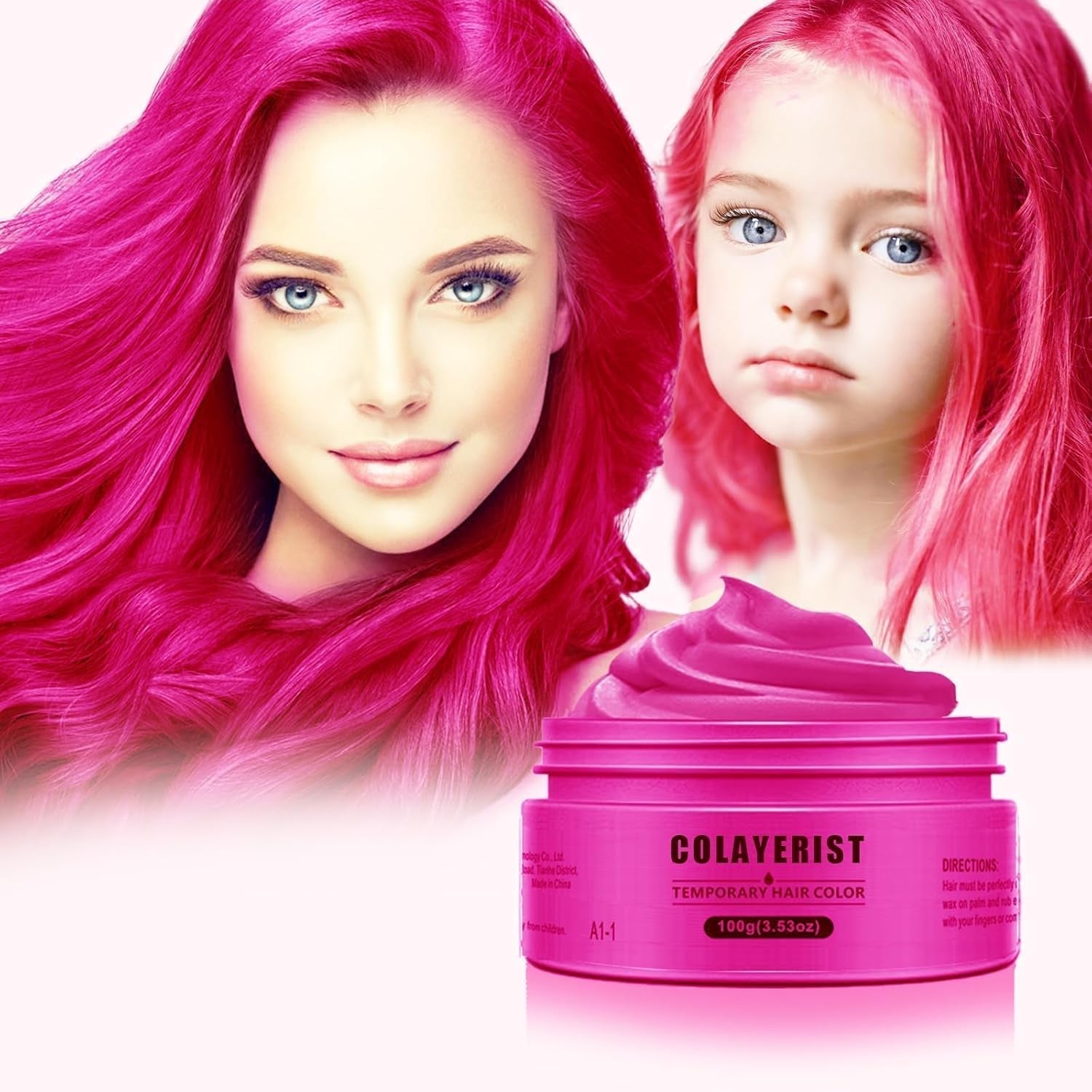 COLAYERIST Wasbare zwarte tijdelijke haarkleur Haarverfwas voor mannen en vrouwen Haarmascara voor feest of cosplay Knoeivrije haarkleurproducten Haarverf Naty Shop Roze