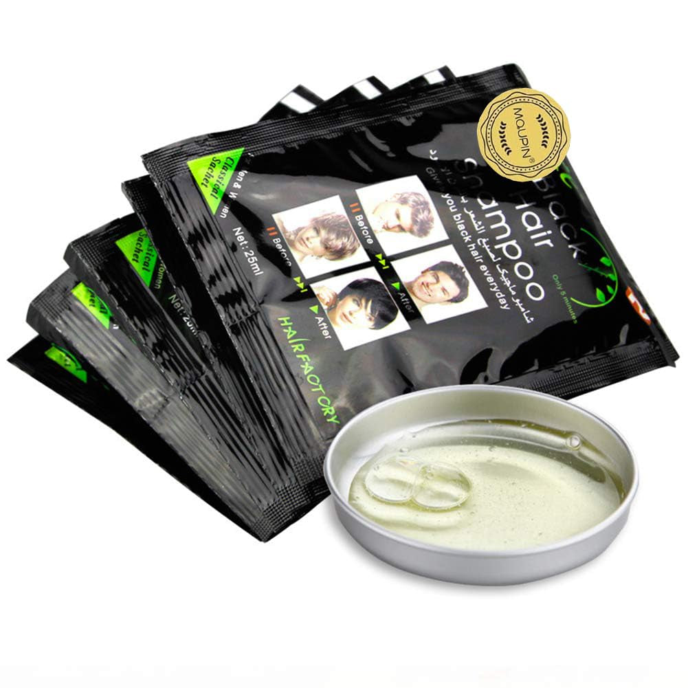 Natuurlijke ingrediënten Instant zwarte haarverfshampoo, semi-permanente zwarte haarverf, gemakkelijk te gebruiken, langdurig, natuurlijke ingrediënten (10 stuks, zwart) Naty Shop haarverf