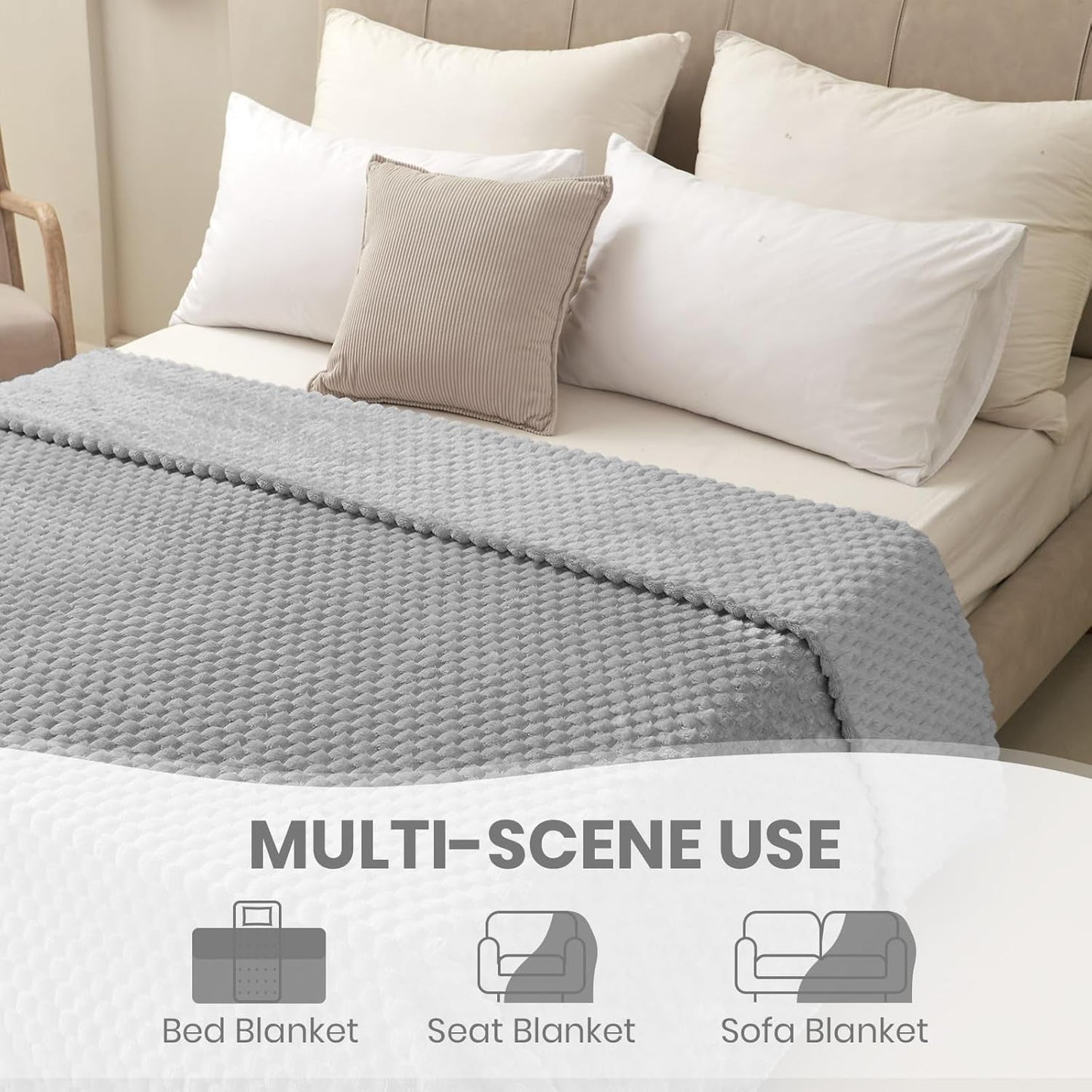 Good Nite Comfortdeken Pluizige deken 150 x 200 cm Zachte microvezel sprei Bankdeken Comfortdeken Warme fleecedeken voor bank en bed Slaapkamer Kantoor Grijs Good Nite bedden en dekens