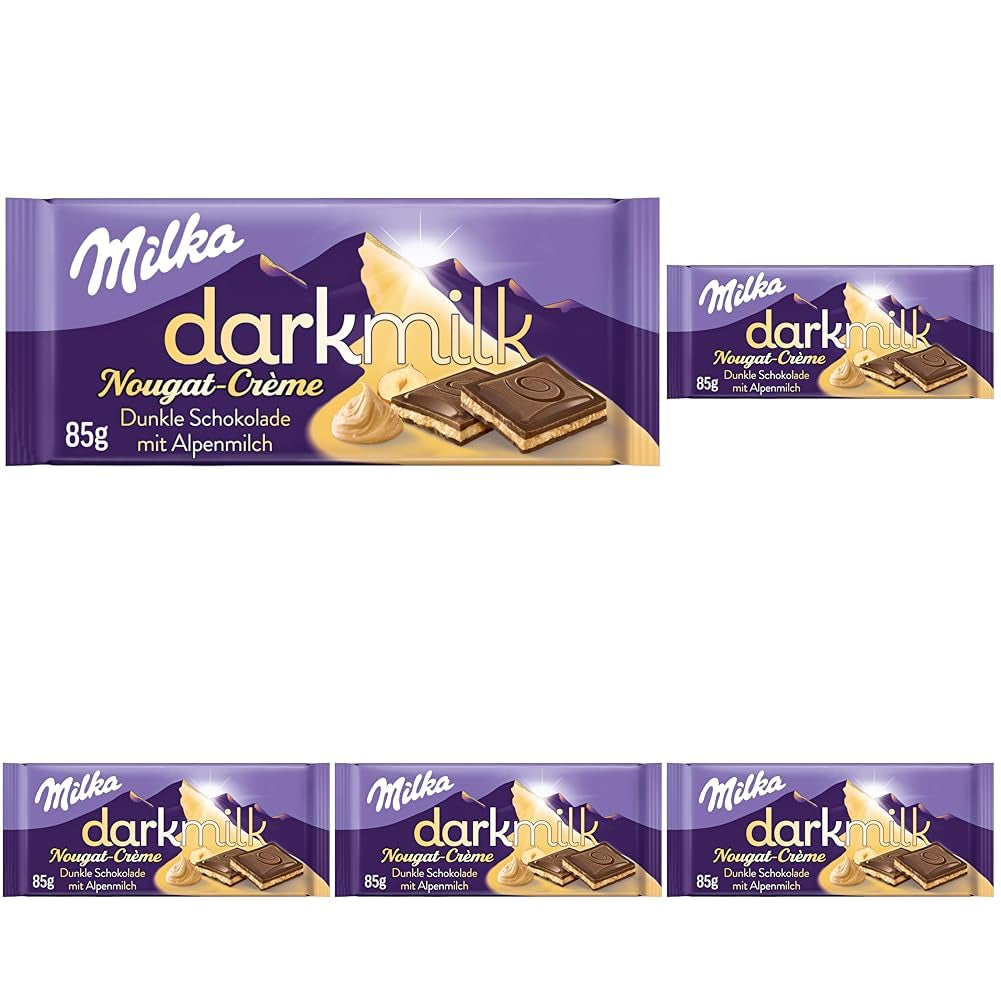 Milka Black Milk – Pure pure chocoladechocolade met melk en romige nougatvulling – 85 g (verpakking van 5)