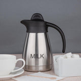 Olympia vacuümmelkmok met schroefdop, 500ml/17oz, roestvrij staal met zwarte deksel, melkprint op de zijkant, buffetstations voor thee en koffie, CL371