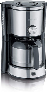 SEVERIN "TypeSwitch" espressomachine met thermische karaf, AromaSwitch voor keuze tussen 2 zetprofielen, koffiezetapparaat voor maximaal 10 kopjes, 1000W, geborsteld roestvrij staal-zwart, KA 4845