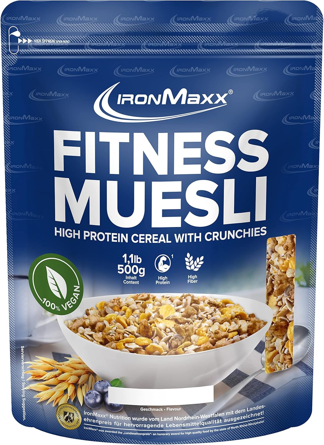 IronMaxx Fitness Muesli - Koekjes & Crème, zak van 2 kg | Eiwitrijke vegan muesli met knapperige inhoud | Laag in suiker en hoog in vezels