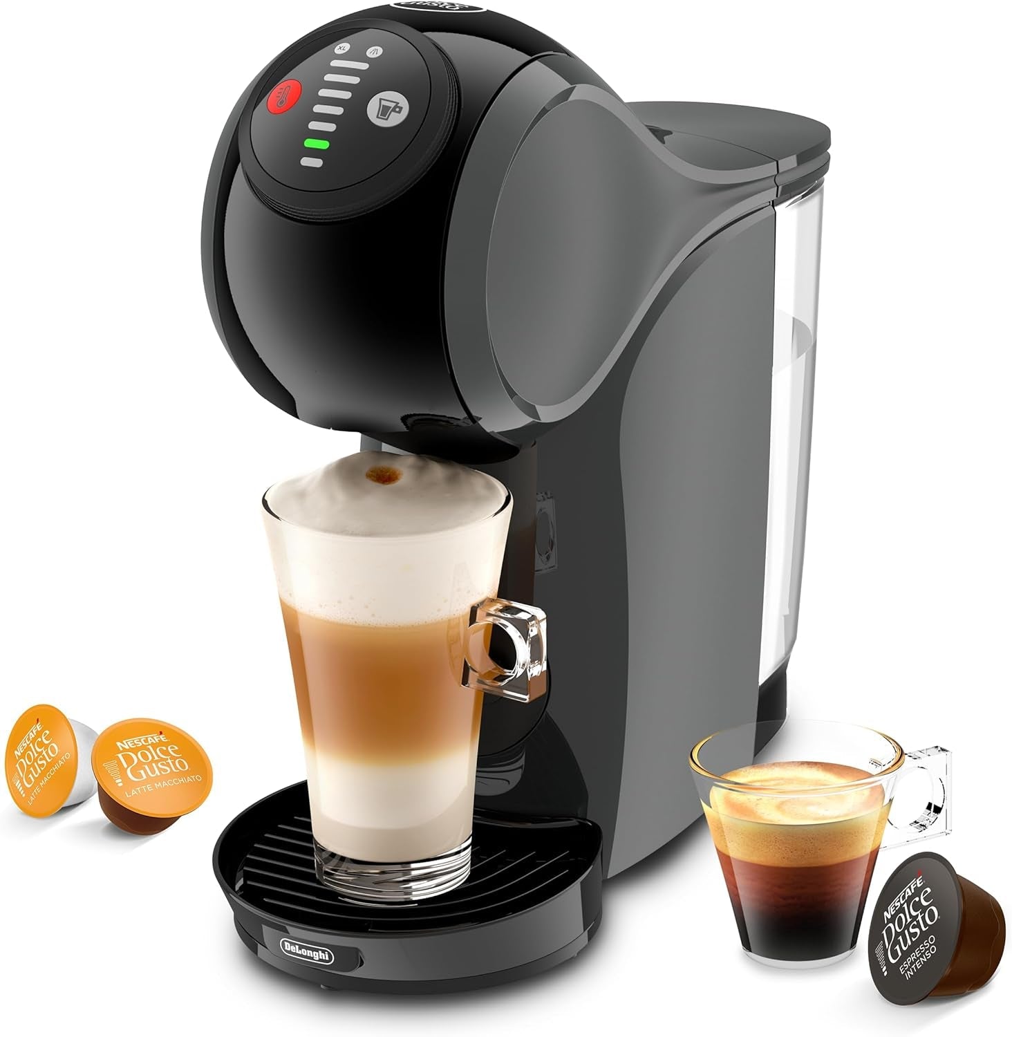 NESCAFÉ DOLCE GUSTO DeLonghi Dolce Gusto Genio S EDG226.A, Capsule-espressomachine inclusief 3 capsules, compact ontwerp, verstelbare lekbak, 0,8 l, afneembaar waterreservoir, 1470 W, Antraciet