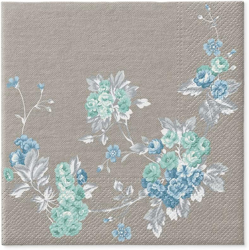 PAW - 3-laags servetten (33 x 33 cm) I 20 stuks I Perfect voor verjaardagen, feesten, bruiloften, communies en feestdagen I Kleurrijke papieren servetten - elegante bloemen I Kleur: rustige tuin