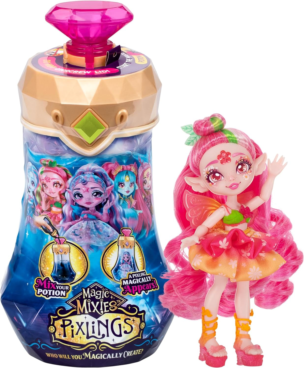 Pixlings Faye Deer Doll: De magische onthulling van de prachtige en gedetailleerde Pixlings-pop van 16,5 cm in een fles met magische drankjes