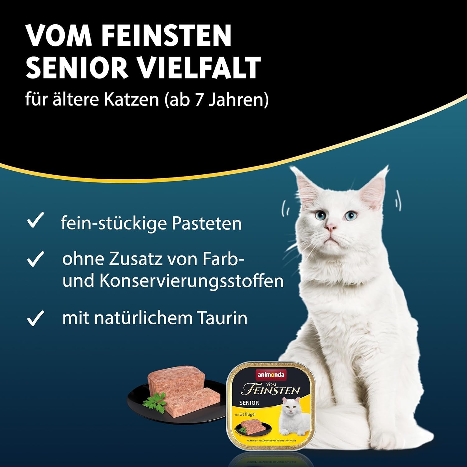 animonda vom Feinsten Senior, natvoer voor oudere katten vanaf 7 jaar, variatie voor oudere katten, 32 x 100 g