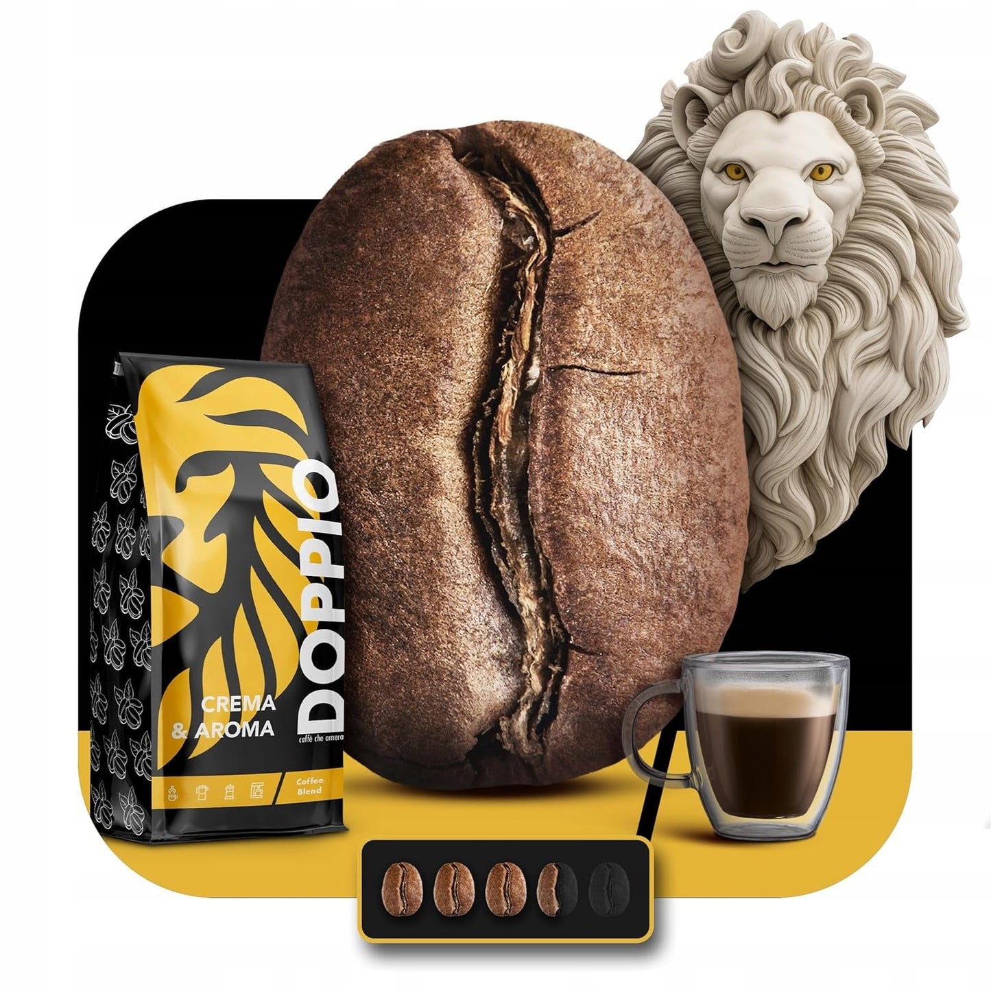 Doppio Crème & Smaak 1KG | Koffiebonen 80% Arabica en 20% Robusta | met tonen van cacao, noten en karamel | Fris en medium gebrand, lage zuurgraad | voor espresso | Blauwe Orka Koffie