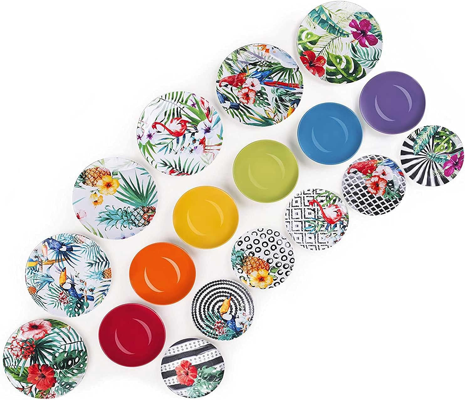 Excelsa Tropical Chic bordenset, 18 stuks, porselein, mehrfarbig