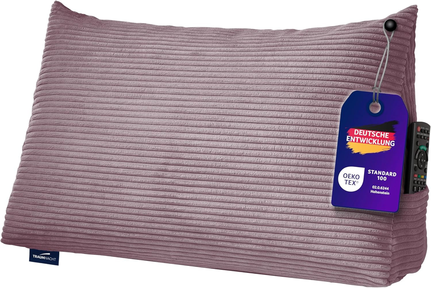 Traumnacht Cosy Back kussen, leeskussen, 70 x 40 cm beige, afneembare en wasbare hoes van 100% polyester, praktisch zijvak, Oeko-Tex gecertificeerd, geproduceerd volgens Duitse kwaliteitsnormen