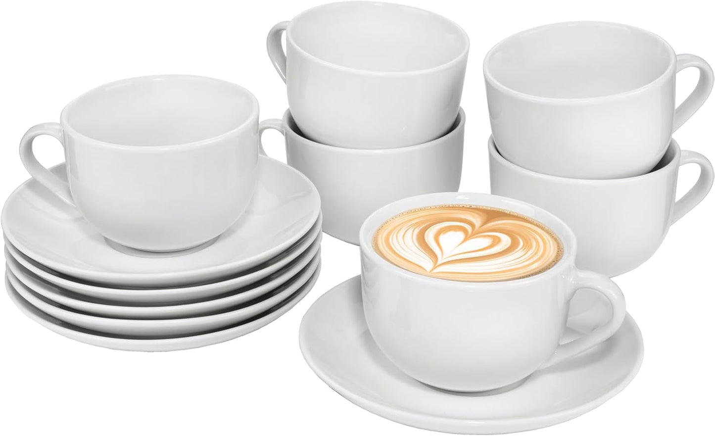 Sänger New Port koffiekopjesset, 12 kopjes voor 6 personen, kop en schotels van wit porselein, 150 ml | DE PREMIUM COLLECTIE