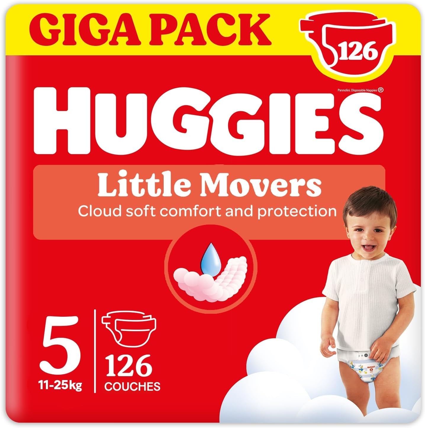 Huggies Babyluiers Little Movers, Disney Design, maat 5, 126 stuks (3 x 42), maanddoos