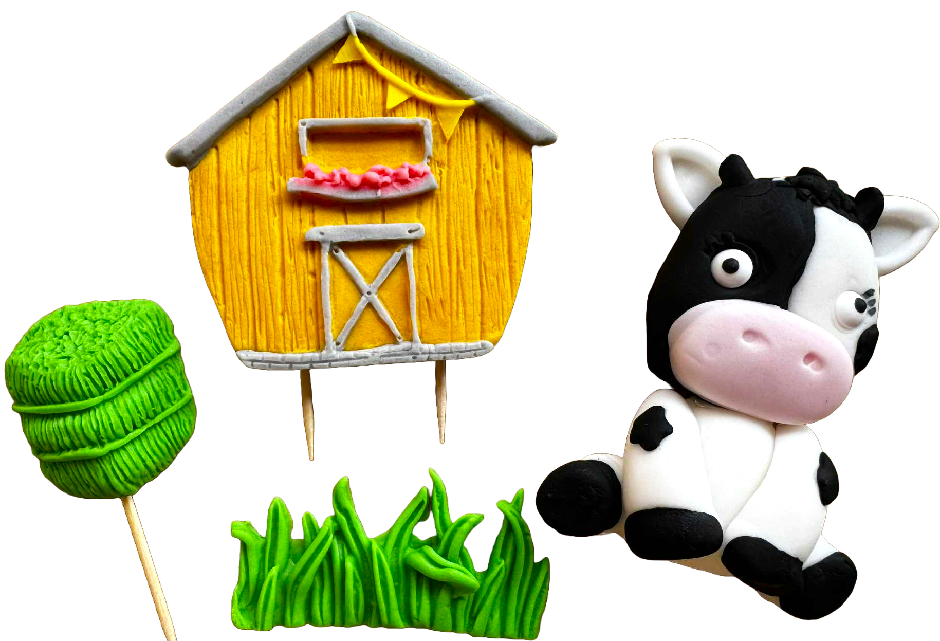 Set van 4 eetbare decoraties, Vacuta Lola Sugar Paste Decorations Nati Shop