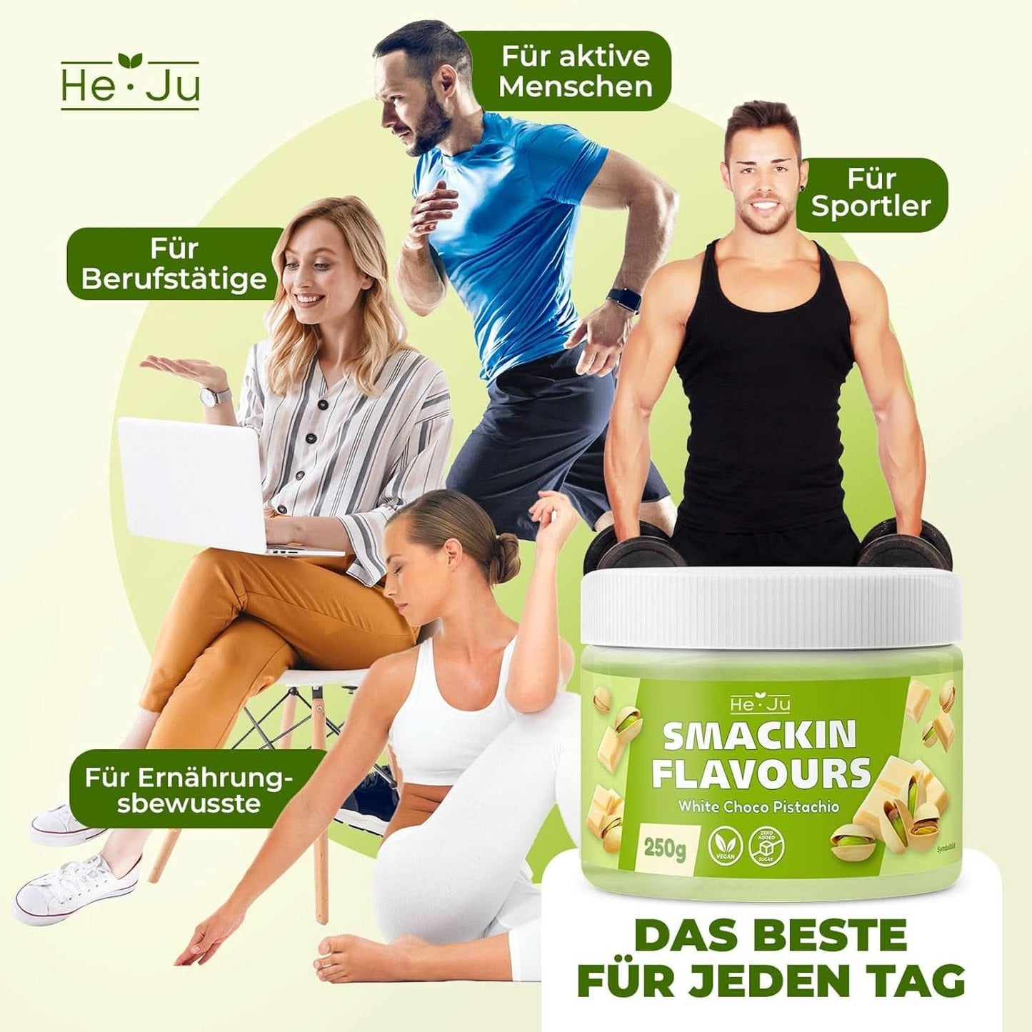 He-Ju, Poeder met witte chocolade- en pistachesmaak, 250 gram Naty Shop Flavours