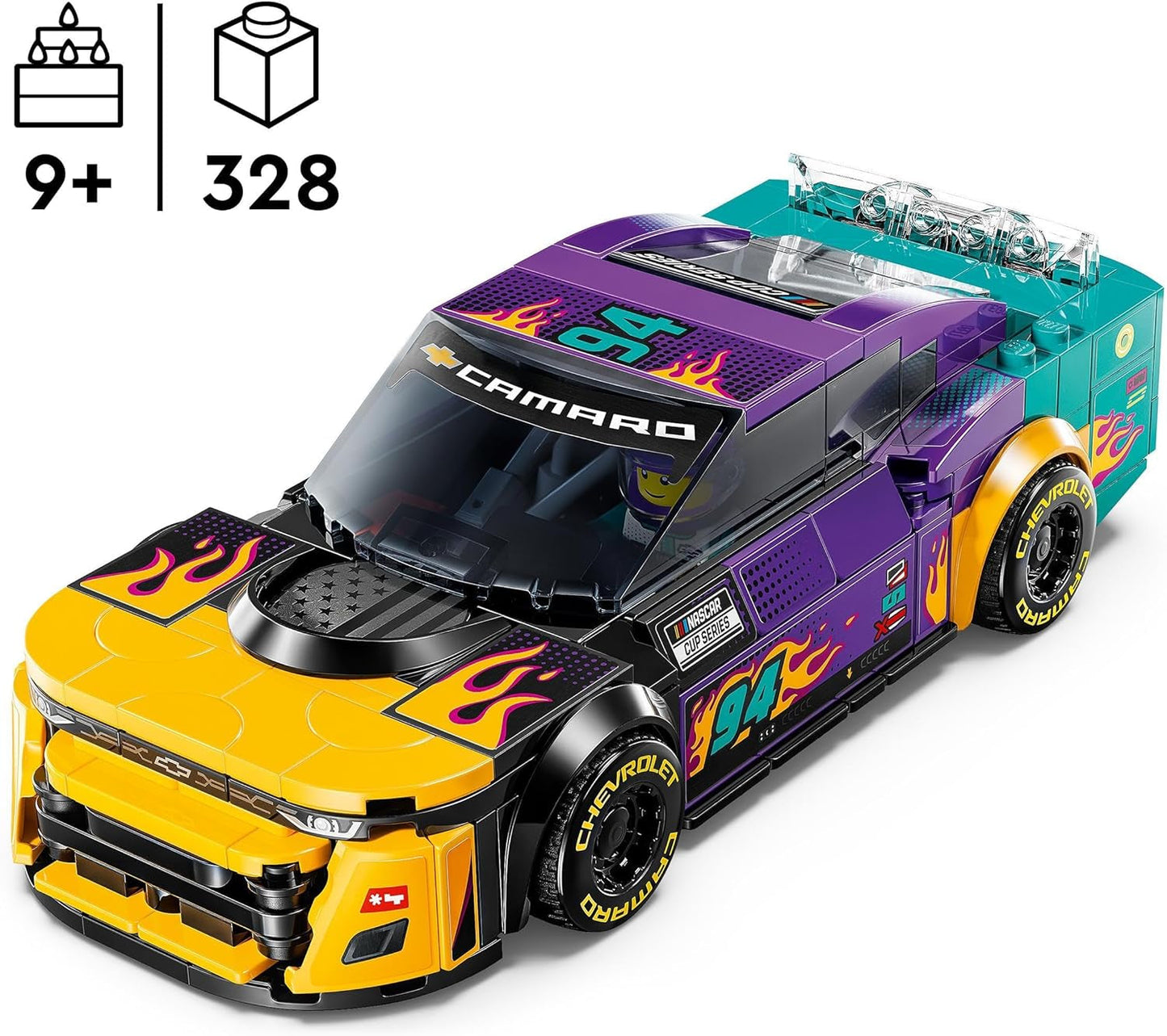 LEGO Speed Champions NASCAR Chevrolet Camaro ZL1 speelgoedauto van de volgende generatie; Bouw- en speelset voor raceauto's; Cadeau voor jongens en meisjes vanaf 9 jaar 76935 Bouwsets Besuche den LEGO-Store