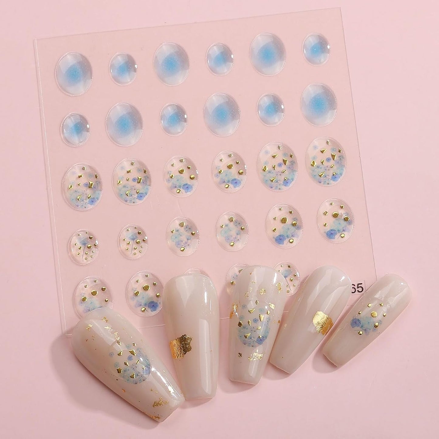 JMEOWIO 6 Blatt 3D Nagelsticker Goldene Onregelmatige Geometrische Nail Art Sticker Selbstklebend Nagelaufkleber 5D Stereoskopische Decoratie Nageldesign Zubehör