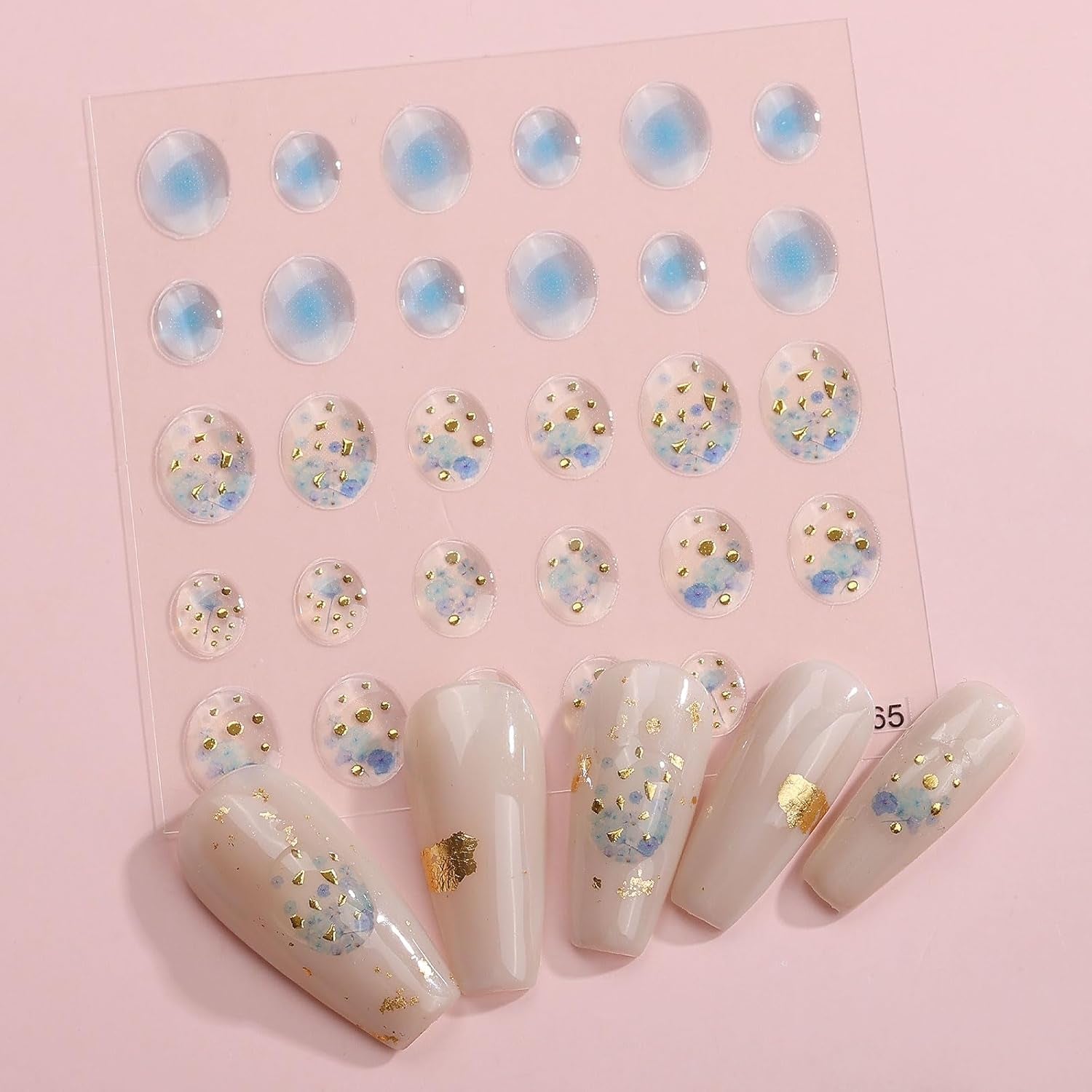JMEOWIO 6 Blatt 3D Nagelsticker Goldene Onregelmatige Geometrische Nail Art Sticker Selbstklebend Nagelaufkleber 5D Stereoskopische Decoratie Nageldesign Zubehör