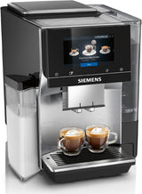 Siemens EQ700 volautomatische espressomachine, groot kleuren TFT scherm, 36 warme en koude dranken, cold brew, 2 kops functie, app bediening, automatisch reinigingssysteem, zwart RVS, TQ717D03