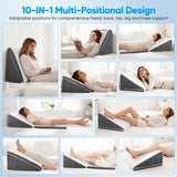 Verenkussen voor bed en bank, L50xB50xH26 Dubbel leeskussen met wasbare hoes, traagschuim, tegen snurken en voor meer comfort in nek en rug