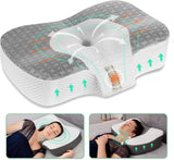 Elviros Memory Foam Orthopedisch kussen Nekpijnkussen Slaapkussen Ergonomisch nekkussen Neksteunkussen Anti-snurkkussen voor zijslapers Buikslapers Wit Cervicale orthopedische kussens Naty Shop Grijs 60 X 38,6 X 9,9/13,5 Cm