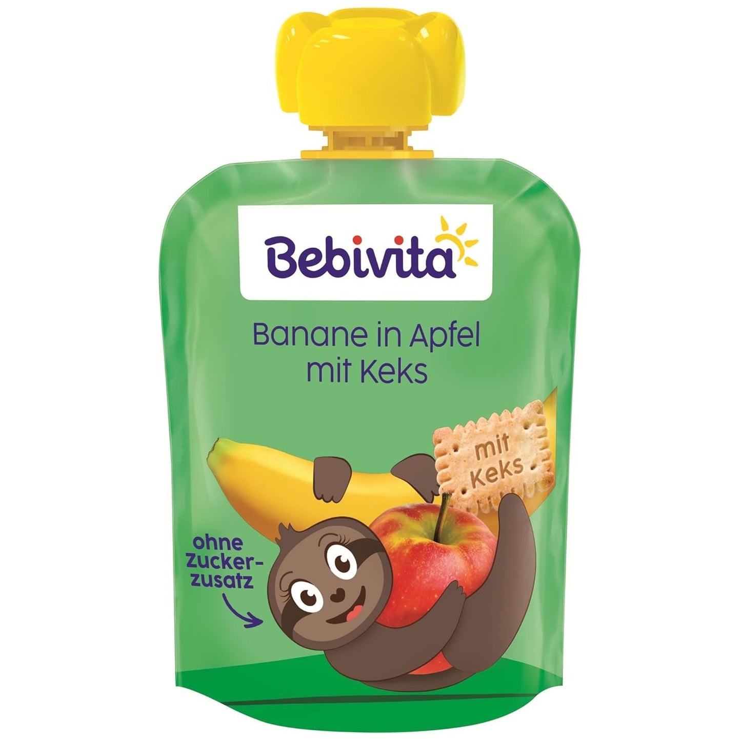 Banaan in Appel met Koekjesverpakking - 16 stuks (4 pakken, elk 4 x 90 g), zonder toegevoegde suiker, gemaakt van mild fruit en gezonde granen, ideaal voor afhaal- en onderweg-snacks