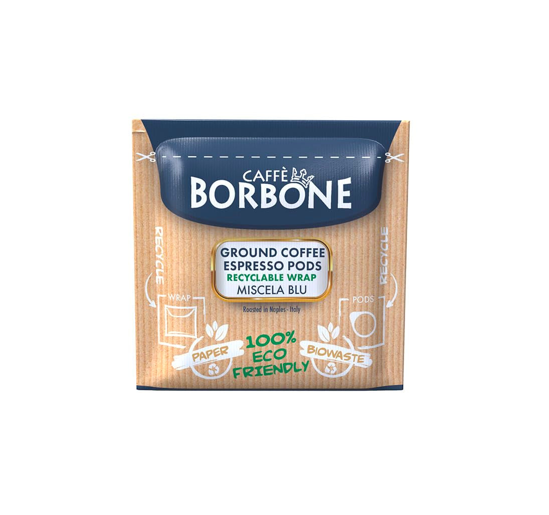 Caffè Borbone Composteerbare Kaffeepads, Blauw Kaffeemischung - 50 Pads - Compatibel met ESE Systeem Papierblokken 44 mm