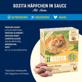 Bozita Tetra gesteriliseerde stukjes in saus met veel kip - 6 x 370 g nat graan- en suikervrij kattenvoer - niet-GMO, met 8,5% eiwit en 4,5% vet - hoge kwaliteit en extreem smakelijk